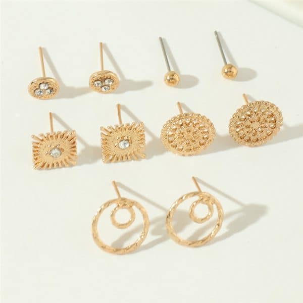 Fashion Personality Geometric Earrings 5 Pairs Set