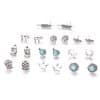 Crown Diamond Elephant Leaf Owl 10 Pair Set Earrings