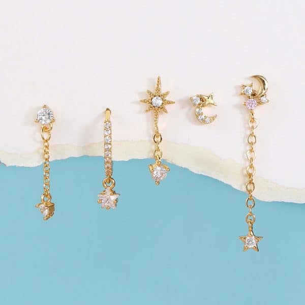 Women's Fashion Star Moon Element Earrings Set