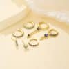 Geometric Water Drop Ink Blue Zircon Earrings 7-piece Set