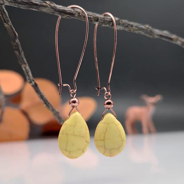 Bohemian Drop-shaped Yellow Turquoise Simple Earrings