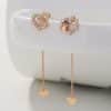 Korean Version Personality Thin Copper Micro Set Zircon Texture Long Tassel Love Ear Line Earrings