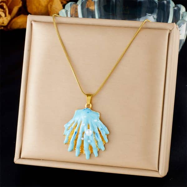 Shell Starfish Sun Stainless Steel Necklace