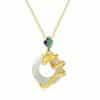 925 Silver Hetian Jade Peace Buckle Heritage Zodiac Enamel Women's Necklace