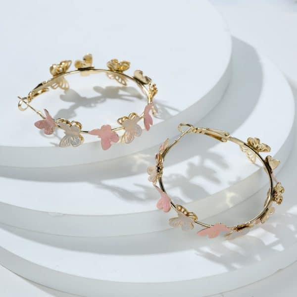 Butterfly Earrings Hollow Multi-layer Big Circle Ear Hook