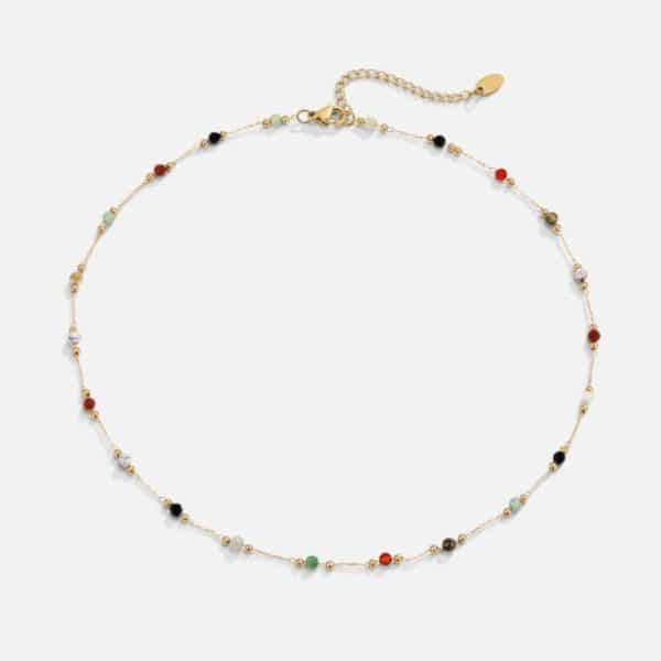Colorful Natural Stone Necklace Titanium Steel Bracelet