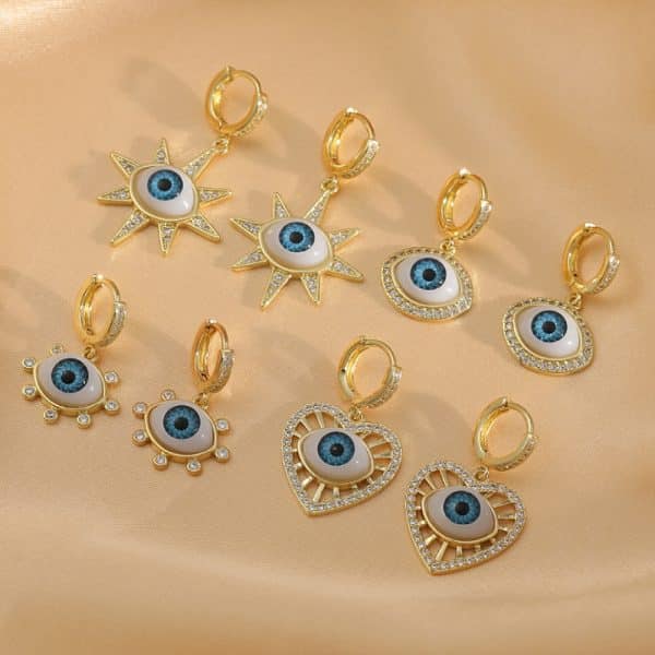 Personalized Blue Eye Color Preserving Bronze Micro Set Earrings
