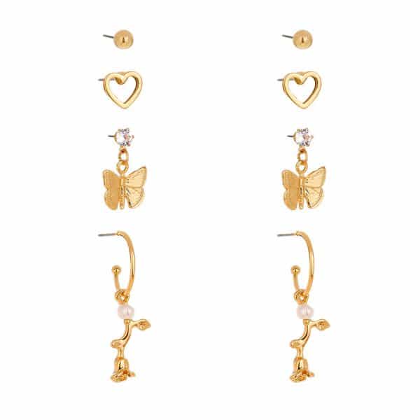 Fashion Women's All-match Butterfly Alloy Stud Earring Set