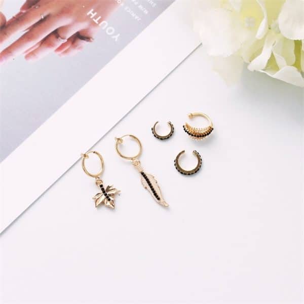 Jewelry Fashion 5-piece Set Of Earrings Trendy Leaves