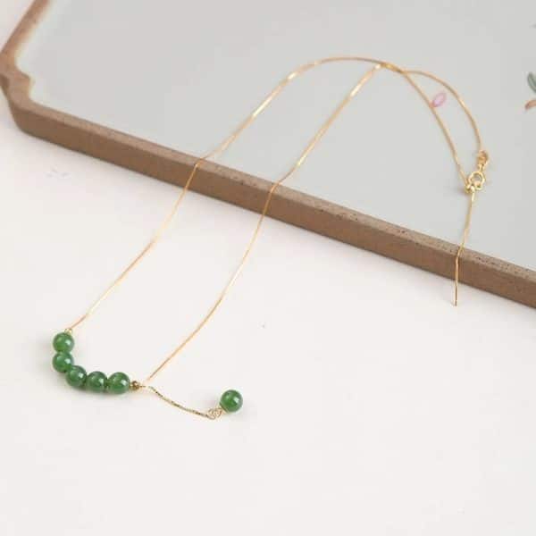 Green Round Beads Smile Jasper Necklace Niche Retro
