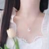 S925 Sterling Silver Chalcedony Peace Buckle Necklace