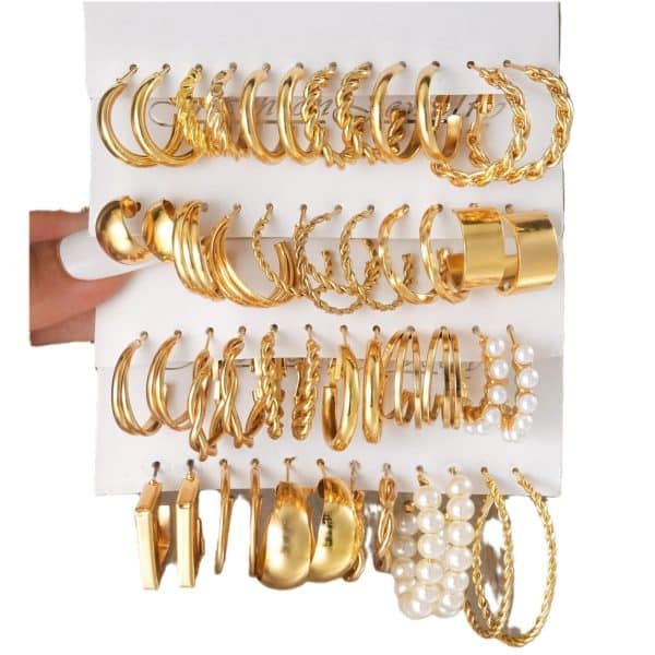 Women's Retro Artificial Pearl Earrings Suit