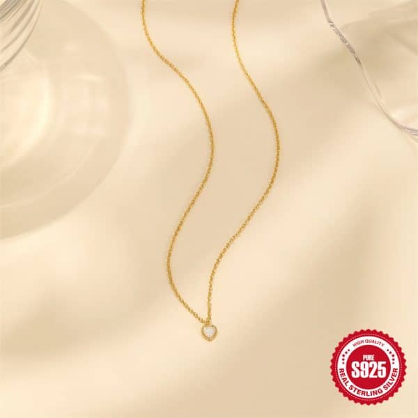 Simple S925 Loving Heart In Sterling Silver Personalized Three-dimensional Necklace