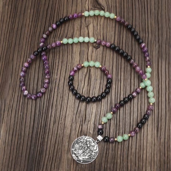 Dongling Long Yoga Lotus Pendant Necklace