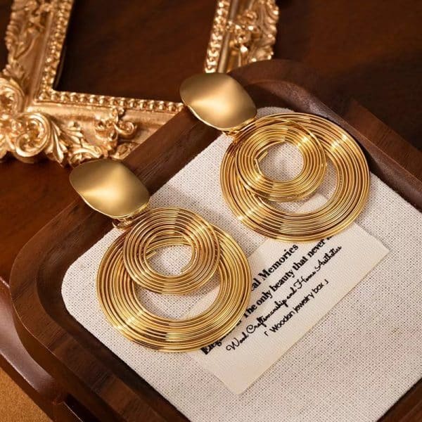 Retro Exaggerated Multi-circle Winding Personality Fashion Titanium Steel Earrings