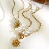 Fashion Titanium Steel SUNFLOWER Conch Fashion All-match Women's Necklace