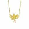 Pink Crystal Necklace Women's Sterling Silver Lotus