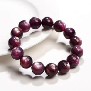 Crystal Natural Purple Lepidolite Round Beads Bracelet