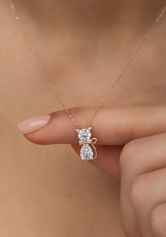 Sweet Fashion Fashionmonger Adorable Pet Kitty Gem Pendant Clavicle Chain