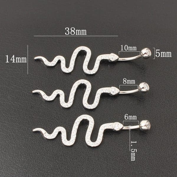 Belly Button Nails With Sterling Silver Snake Set With Zircon