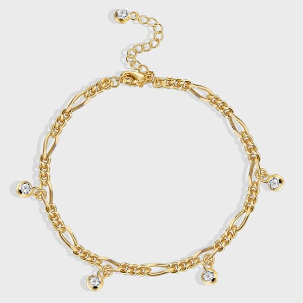 Zircon Anklet For Women Copper-plated Gold