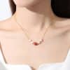Women's Sterling Silver Cinnabar Red Bean Necklace