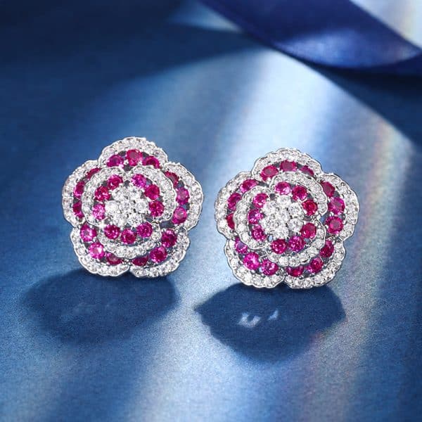 Copper Sole Gold-plated Simulation Red Corundum Rose Temperament Entry Lux Suit