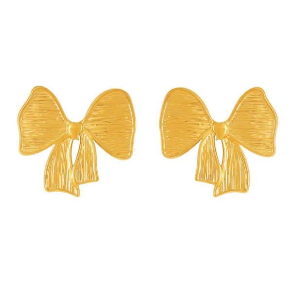 Bow Stud Earrings Stainless Steel PVD Electroplating Color Retention Simple