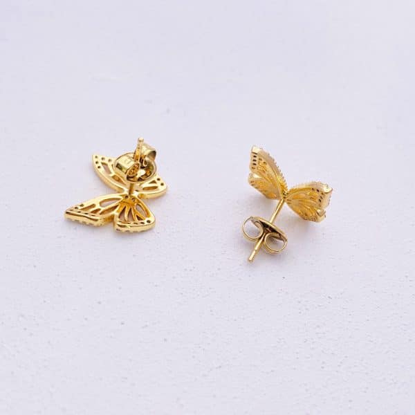 Micro Set Zircon Sterling Silver Butterfly Stud Earrings