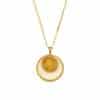Hollow Sector Pendant Stainless Steel Gold Plated Necklace