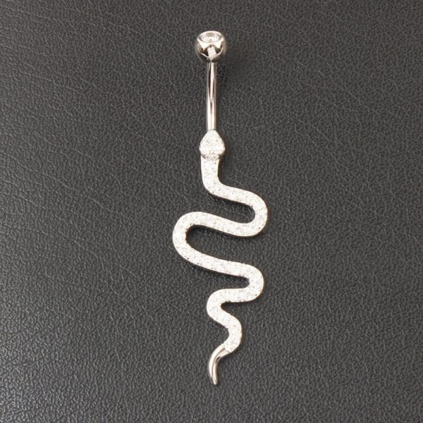 Belly Button Nails With Sterling Silver Snake Set With Zircon