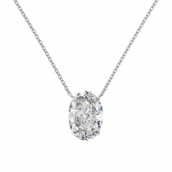 S925 Sterling Silver Necklace Female Oval Ice Flower