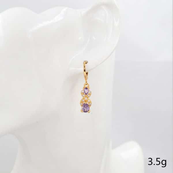 Water Drop Amethyst Inlaid Rhinestone Ladies Earrings