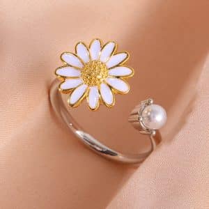 Micro Inlaid Zircon Rotatable Pearl Paint Ring