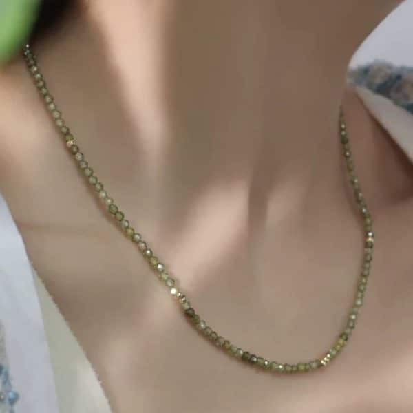 Vintage Green Beaded Zircon Necklace