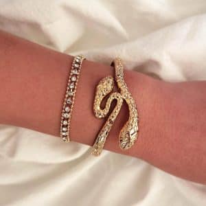 Snake-shaped Bracelet, Diamond-set Chain Bracelet Set Of 2