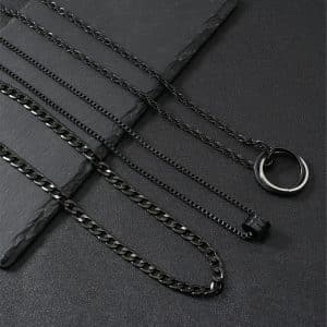 Stainless Steel Necklace Three-dimensional Cylindrical Ring Buckle Titanium Steel Necklace Suit