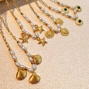 Ocean Series Starfish Pearl Scallop Pendant Clavicle Chain Female