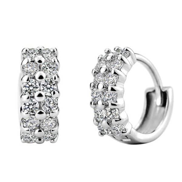 Double Row Diamond Circle Zircon Earrings