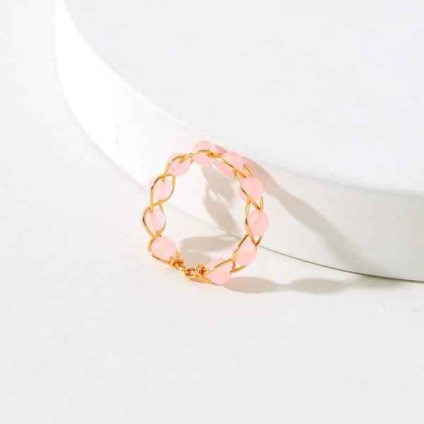 Jewelry Copper Wire Wrapped Stone Bead Ring