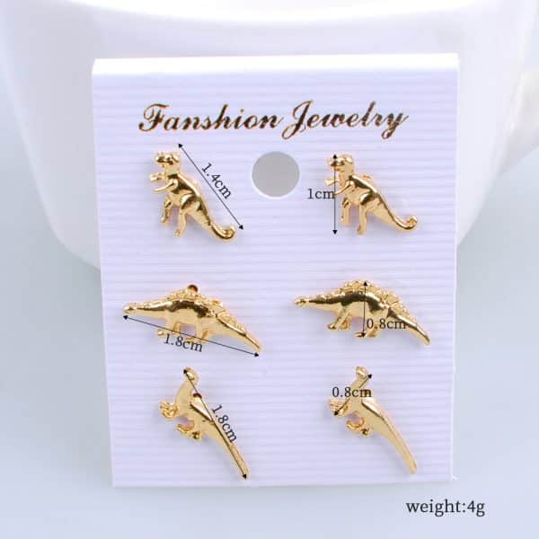 Small Animal Dinosaur Three Pairs Of Earrings And Earrings Set