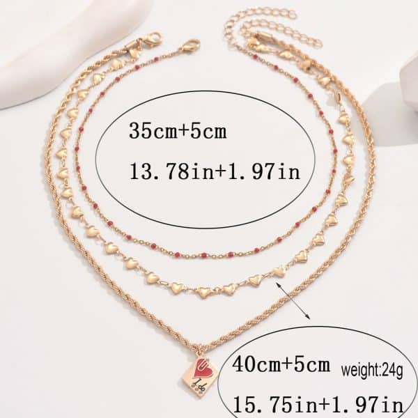 Clavicle Chain Love Necklace All-match Three-layer
