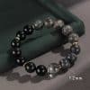 925 Silver Hoop Mantra Yellow Tiger Eyes Black Myth Wukong Men And Women Bracelet