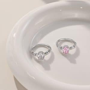 Oval Big Diamond Design French Elegant Elegant Round Ring