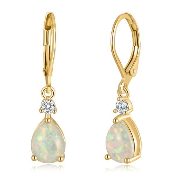 White Opal Drop Opal Earrings