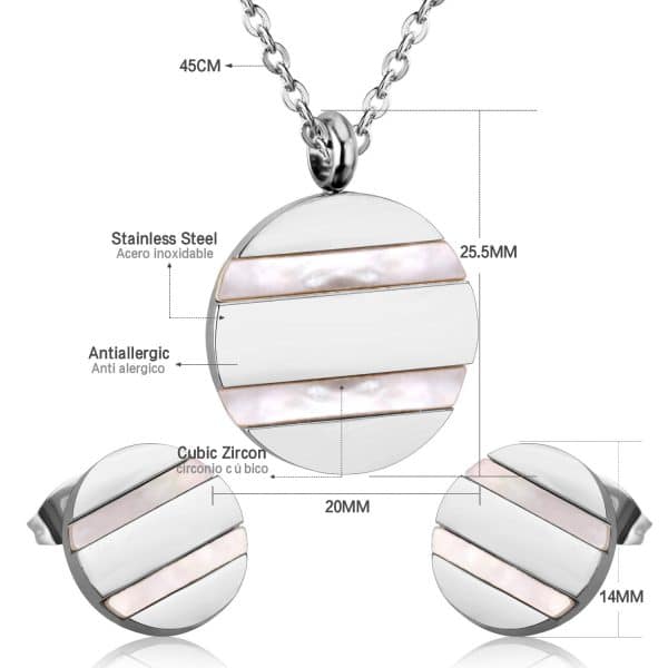 Necklace Earrings Set Ladies Stainless Steel Set