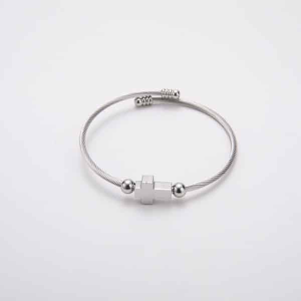 Titanium Steel Retro With Opening Adjustable Cross Bracelet