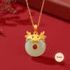 Hetian Jade Peace Buckle Cute Snake 925 Sterling Silver Zodiac Necklace