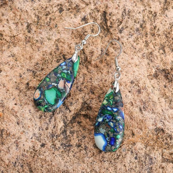 Colorful Emperor Stone Water Drop Geometric Shape Stone Earrings For Women