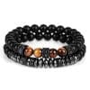 8mm Black Frosted Stone Bracelet Micro-inlaid Zircon Cylindrical Copper Jewelry